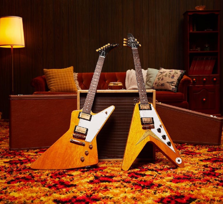 Gibson Custom Shop 1958 Korina Explorer and Korina Flying V photo