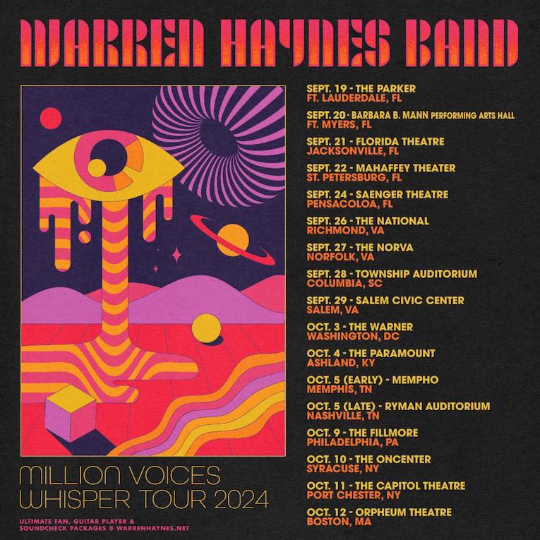 Warren Haynes Band, tour flyer with dates