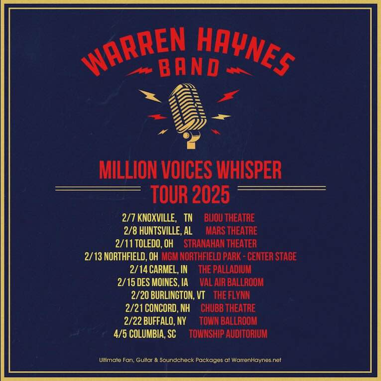 Warren Haynes Million Voices Whisper 2025 tour flyer