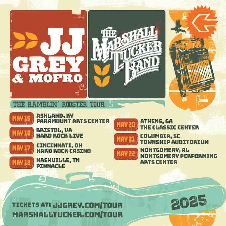 JJ Grey & Mofro Team With The Marshall Tucker Band For 'Rambin' Rooster Tour, tour flyer