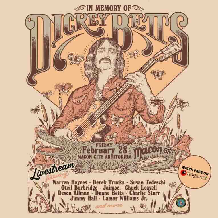 Dickey Betts Memorial concert, livestream, flyer