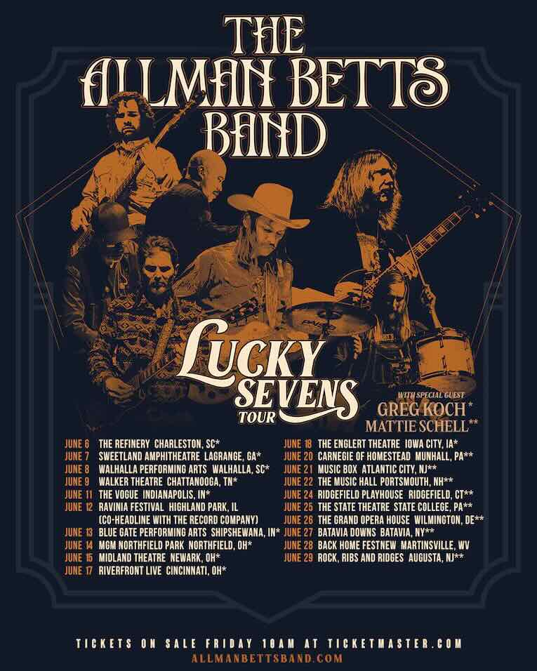 The Allman Betts Band 'Lucky Sevens Tour', tour flyer