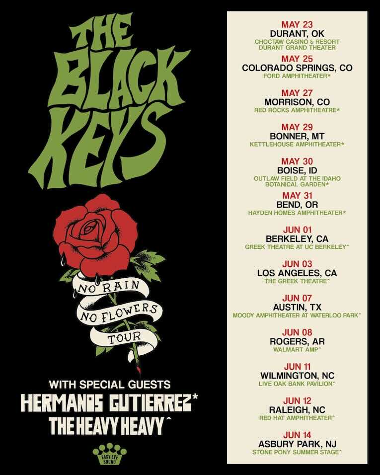 The Black Keys'The Night Before', tour flyer, No Rain No Flowers