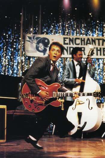 Michael J. Fox, photo, Back To The Future film, missing guitar red Gibson ES-345