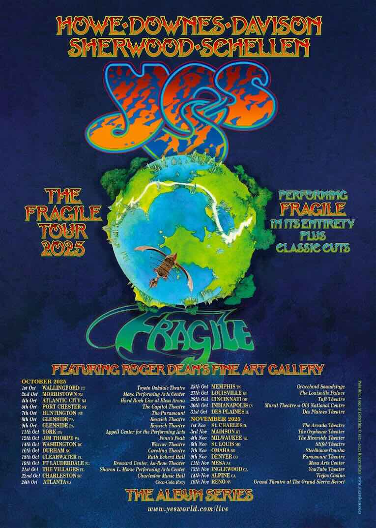 YES, tour poster, The Fragile Tour 2025, The Album Series'